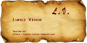 Luncz Vince névjegykártya
